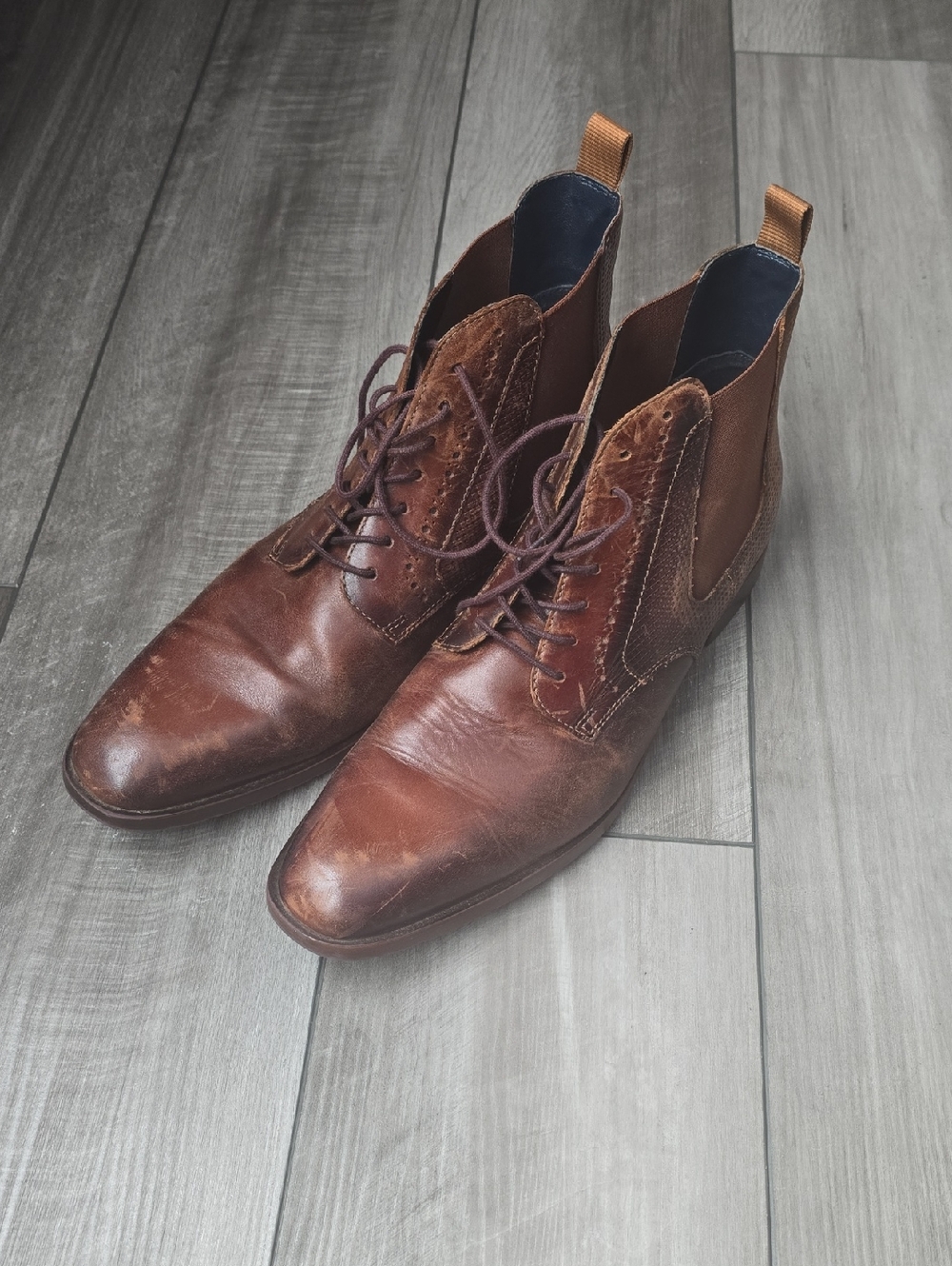Stacy Adam Men's Brown Leather Lace-Up Boots